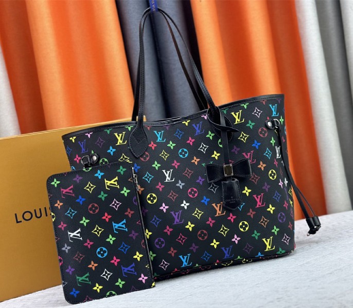 L0vis Vvtt0n X TM Multicolored Neverfull MM In Black