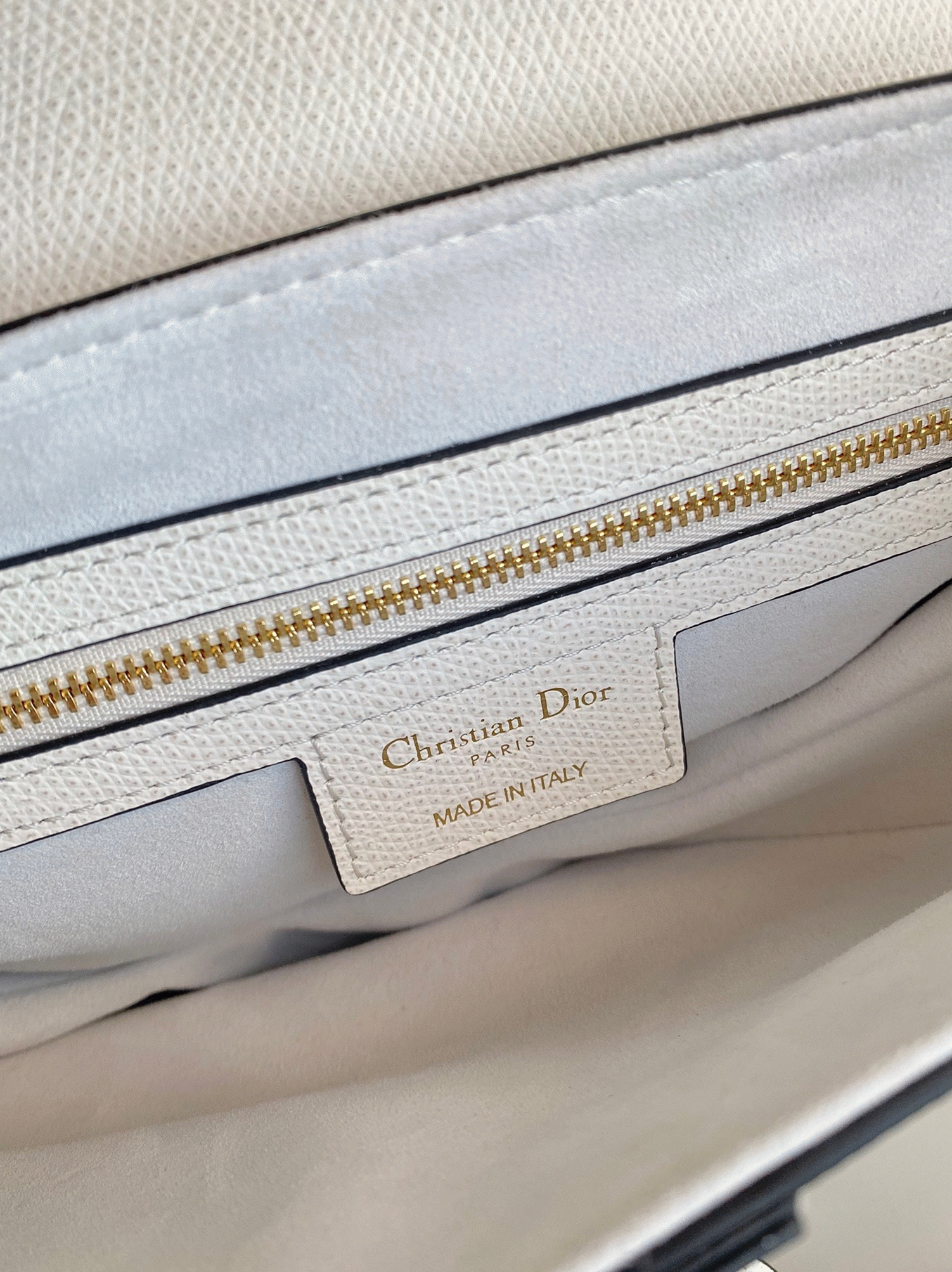 D10r Saddle Bag with Strap Replica in White Grained Calfskin