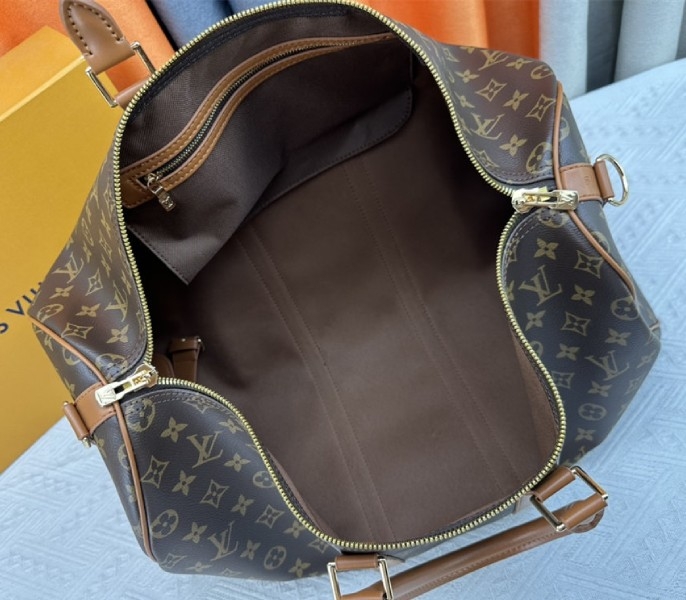 L0vis Vvtt0n Monogram Dust Canvas Keepall Bandouliere 50 In Brown