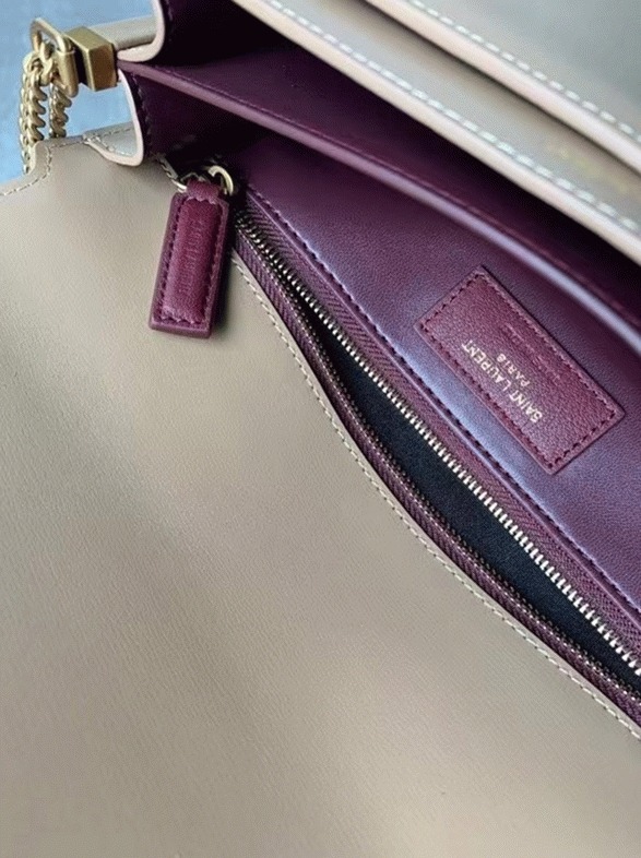 Fake Sa1nt Lau*nt Cassandra Medium Chain Bag Beige