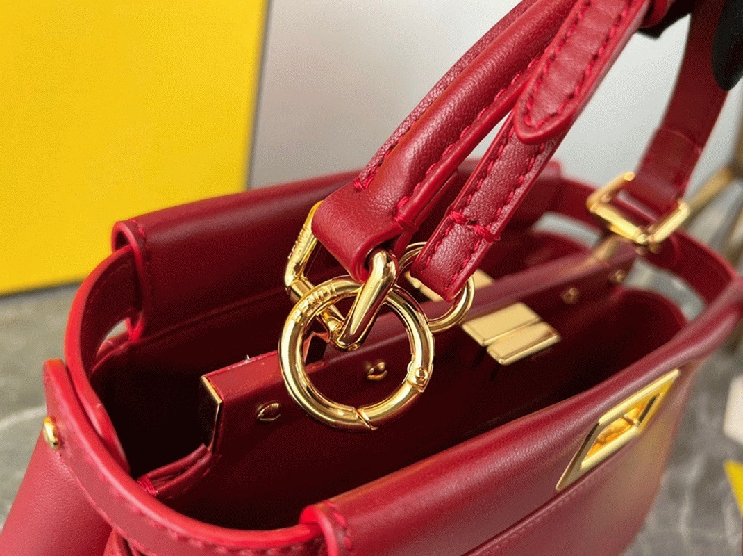 Top Quality Knockoff F**di Peekaboo Mini Bag In Red Nappa Leather