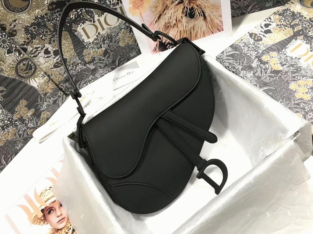 D10r Saddle Bag Faux in Black Ultramatte Calfskin