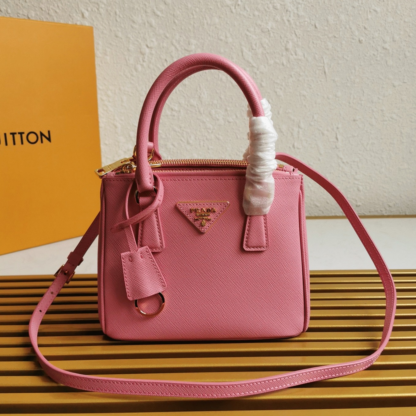 Pink Pra*a Mini Galleria Bag Fake