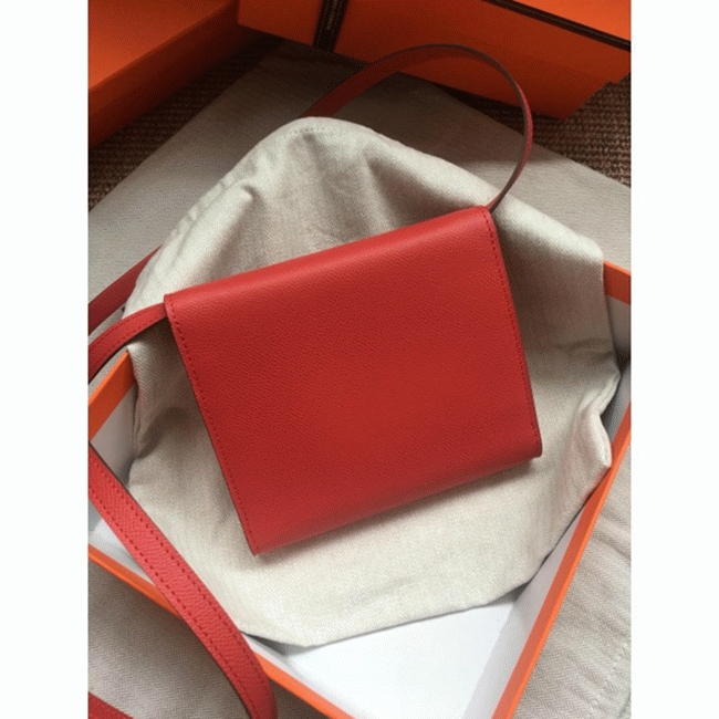 Red luxury replica H**me5 Clic wallet with strap