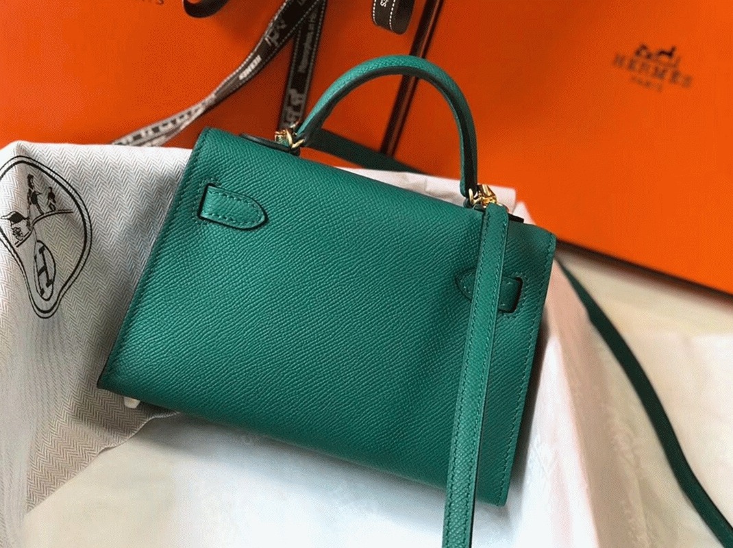 H**me5 Kelly Mini II Bag Replica in Vert Vertigo