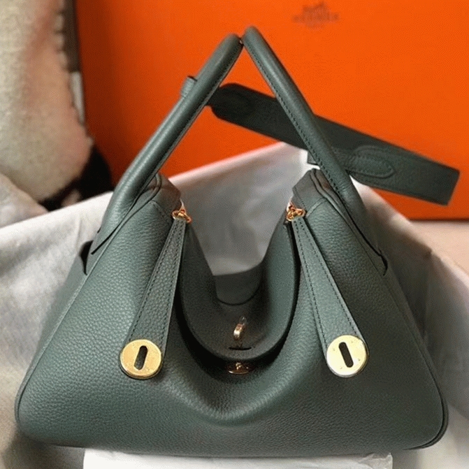 Fake H**me5 Lindy 30cm bag in vert amande color