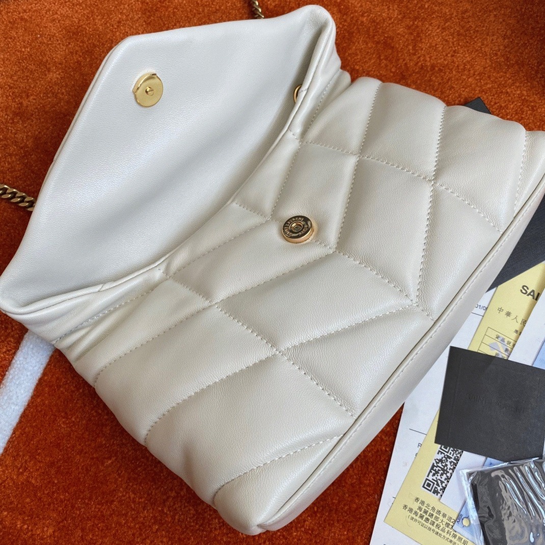 Replica Sa1nt Lau*nt Puffer Toy Bag White Quilted Lambskin