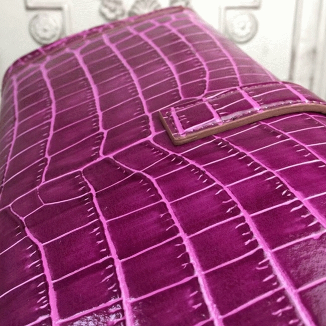 Fuchsia Crocodile Leather Knockoff H**me5 Jige Elan 29 Bold Clutch