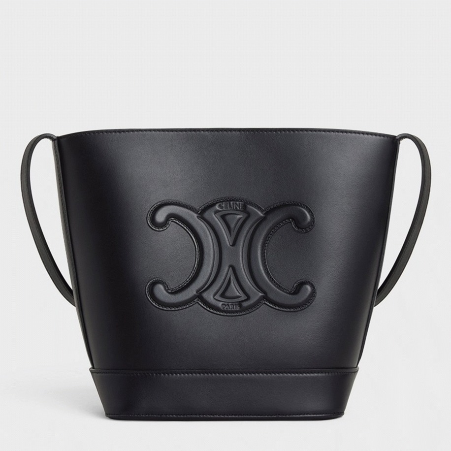 Top Quality Knockoff Ce1i*e Small Bucket Cuir Triomphe In Black Calfskin