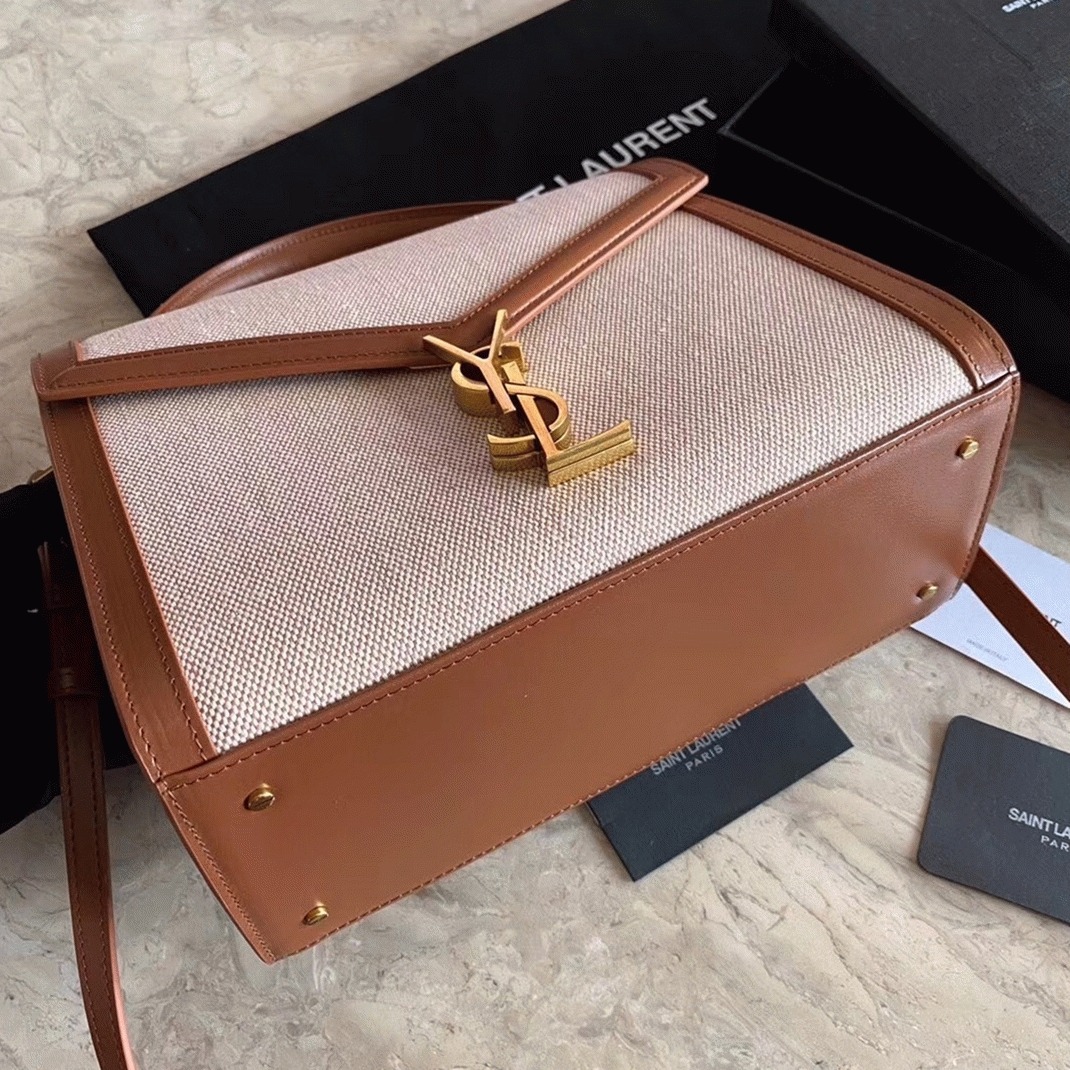 Fake Sa1nt Lau*nt Cassandra Medium Bag Beige Canvas
