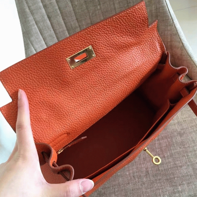Orange Clemence Knockoff H**me5 Kelly Retourne 32cm Bold Tote