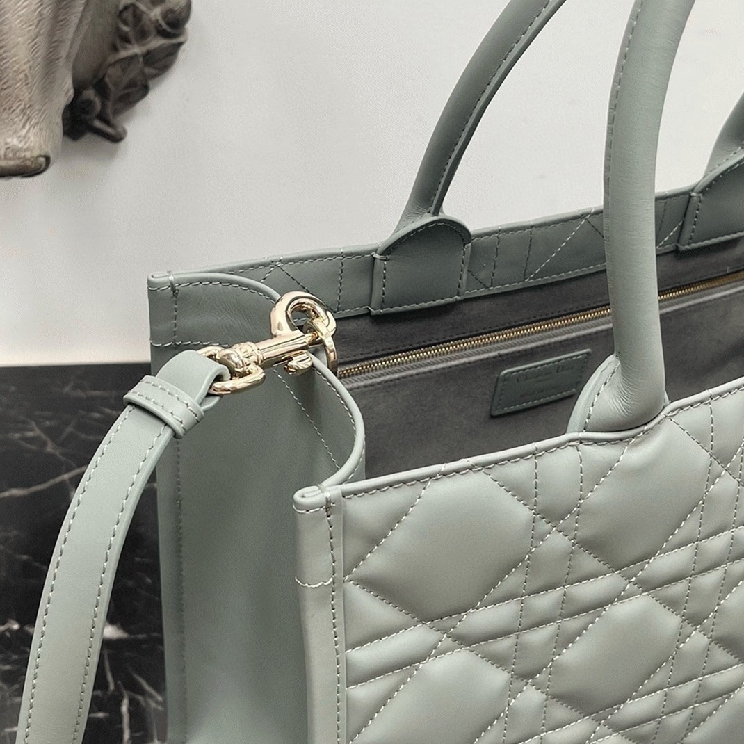 D10r Medium Book Tote Bag Replica with Strap in Grey
