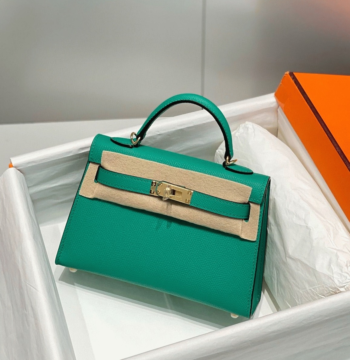 H**me5 Kelly Mini II Bag Fake in Vert Jade