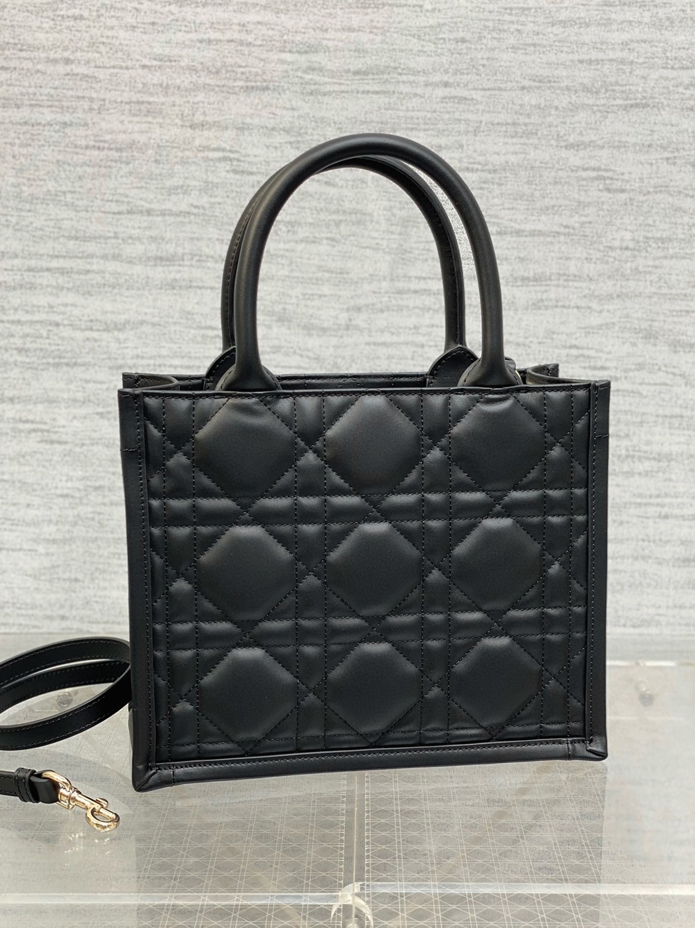 D10r Small Book Tote Bag Fake with Strap in Black