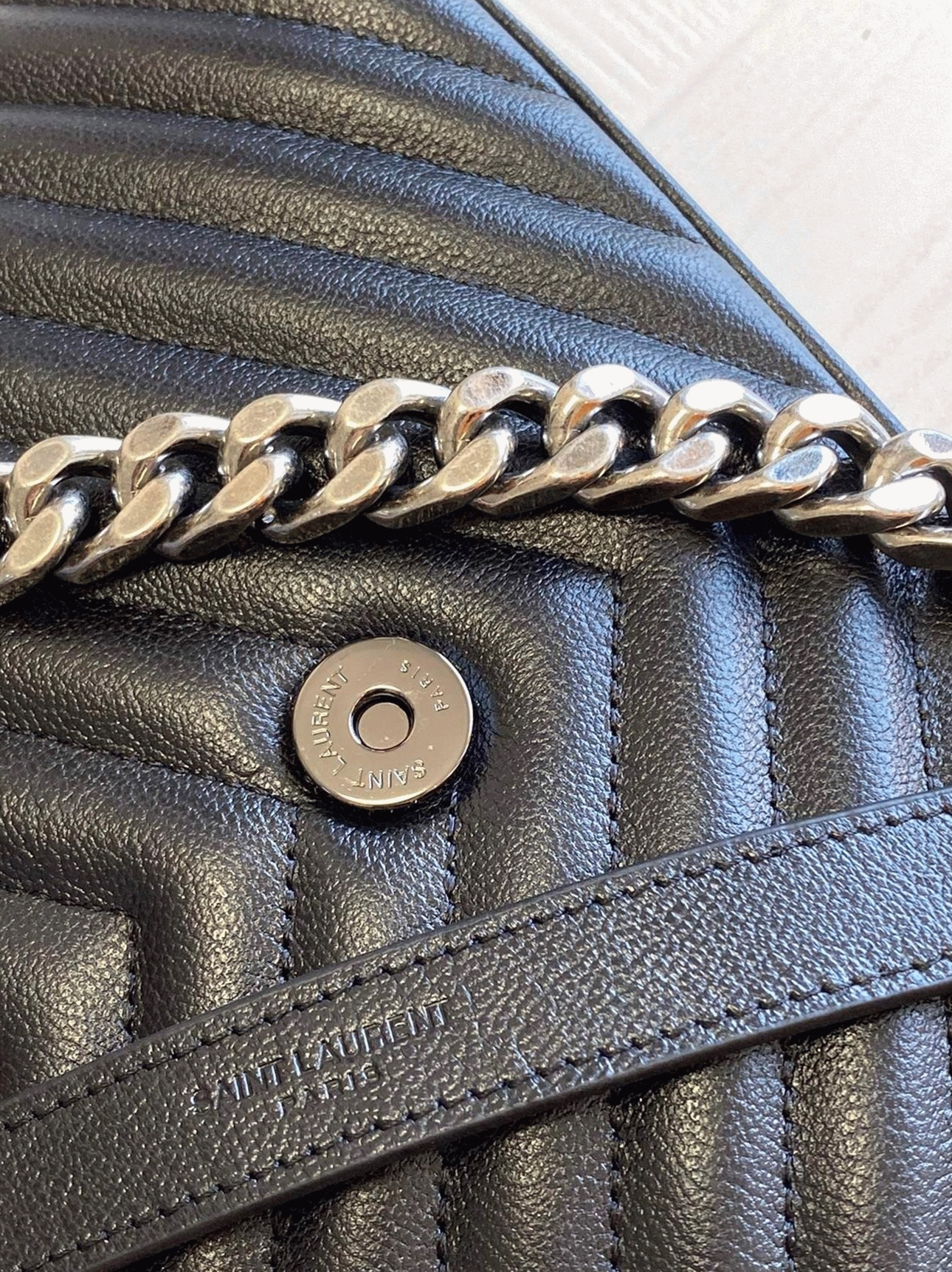 Fake Sa1nt Lau*nt College Medium Chain Bag Black