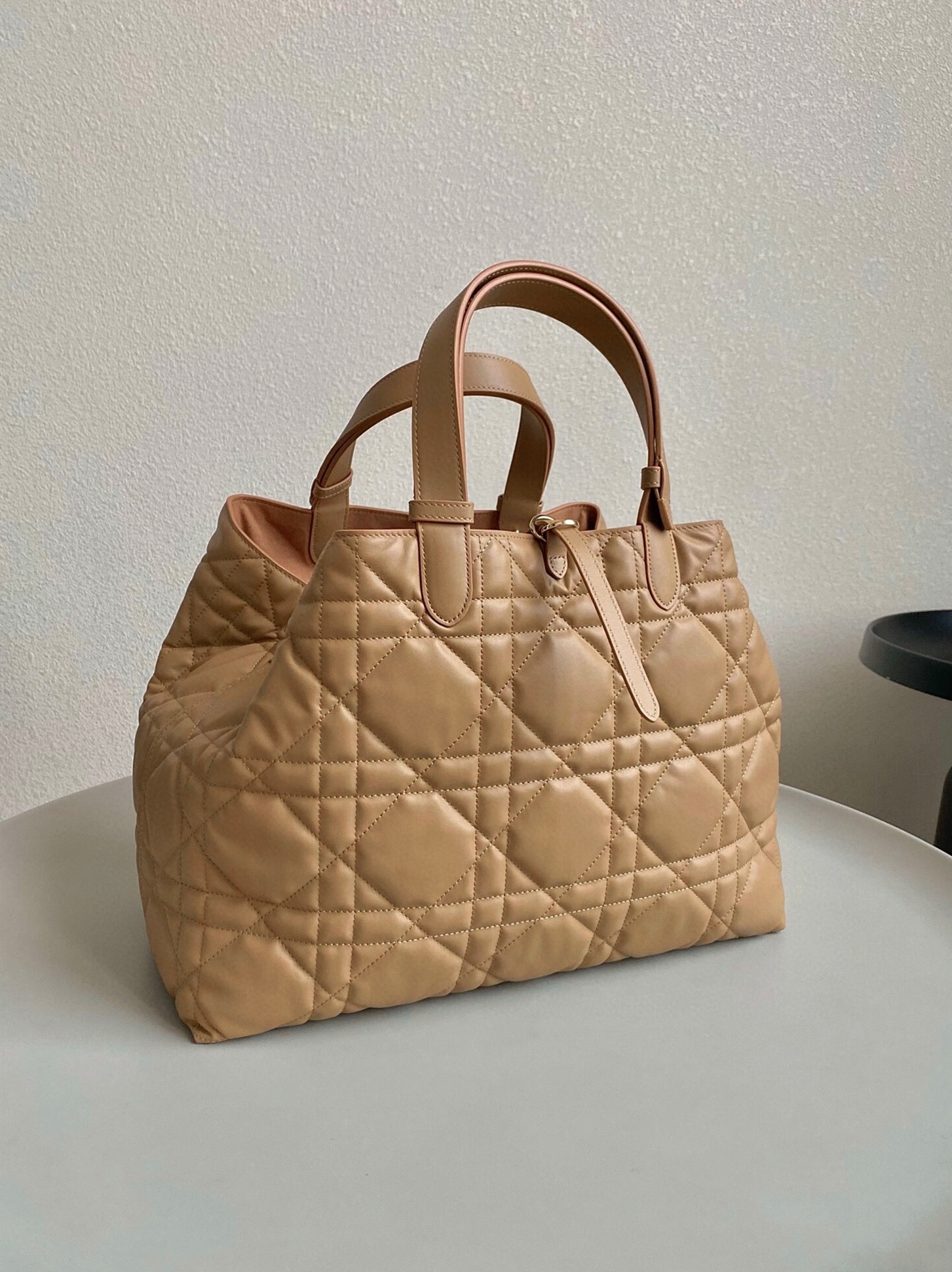 D10r Toujours Large Bag Fake in Brown Macrocannage Calfskin