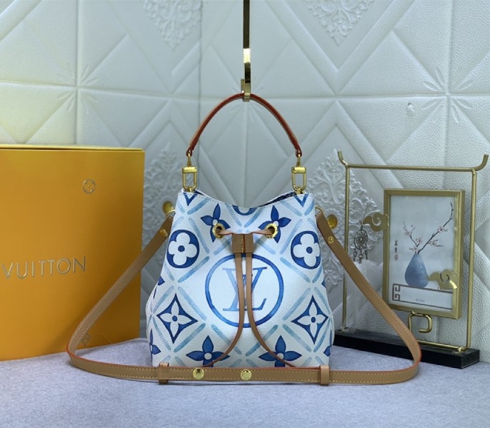 L0vis Vvtt0n LV By The Pool Monogram Tiles Canvas NeoNoe BB Bag In Lagoon Blue