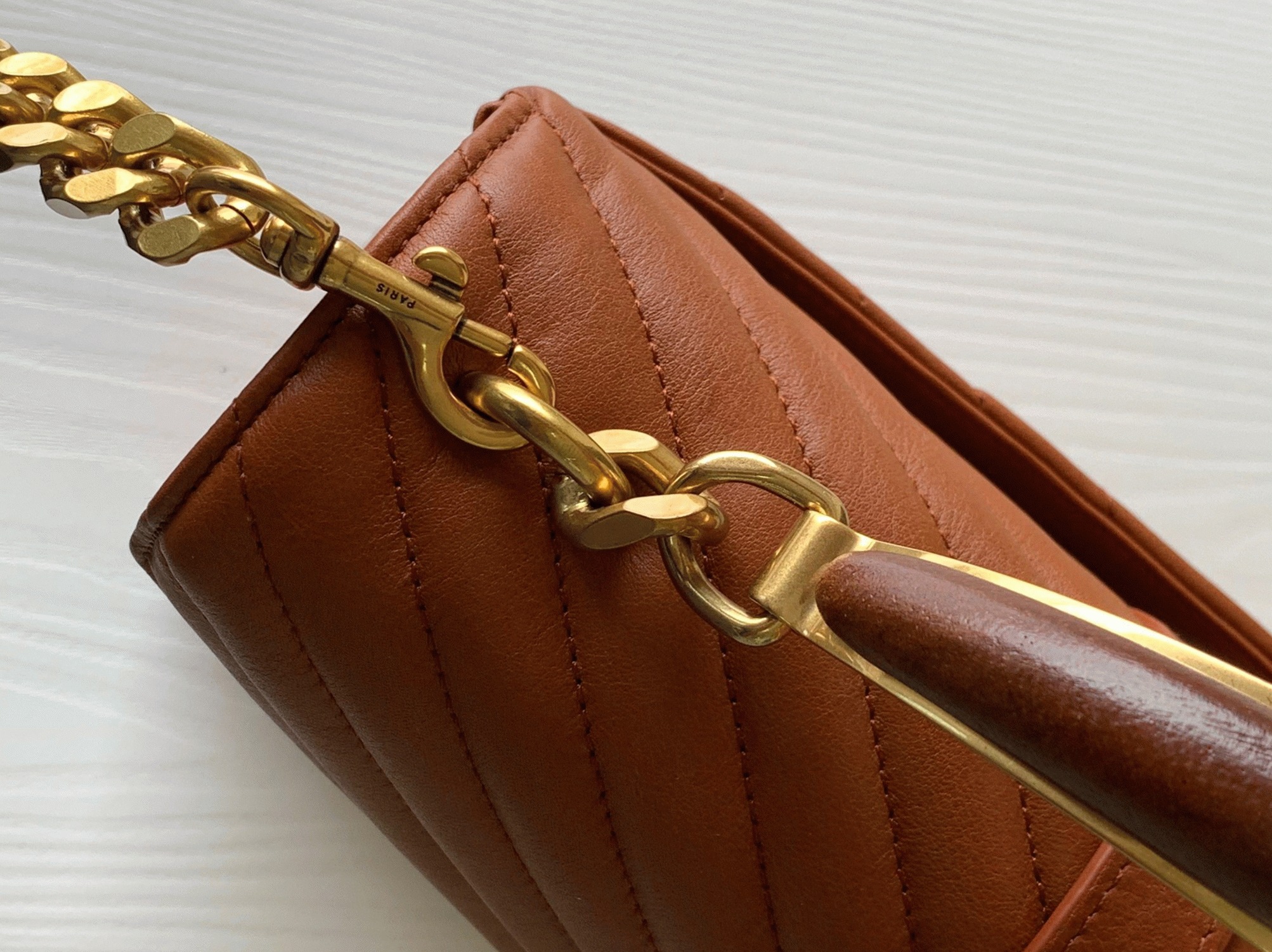 Fake Sa1nt Lau*nt College Medium Chain Bag Brown