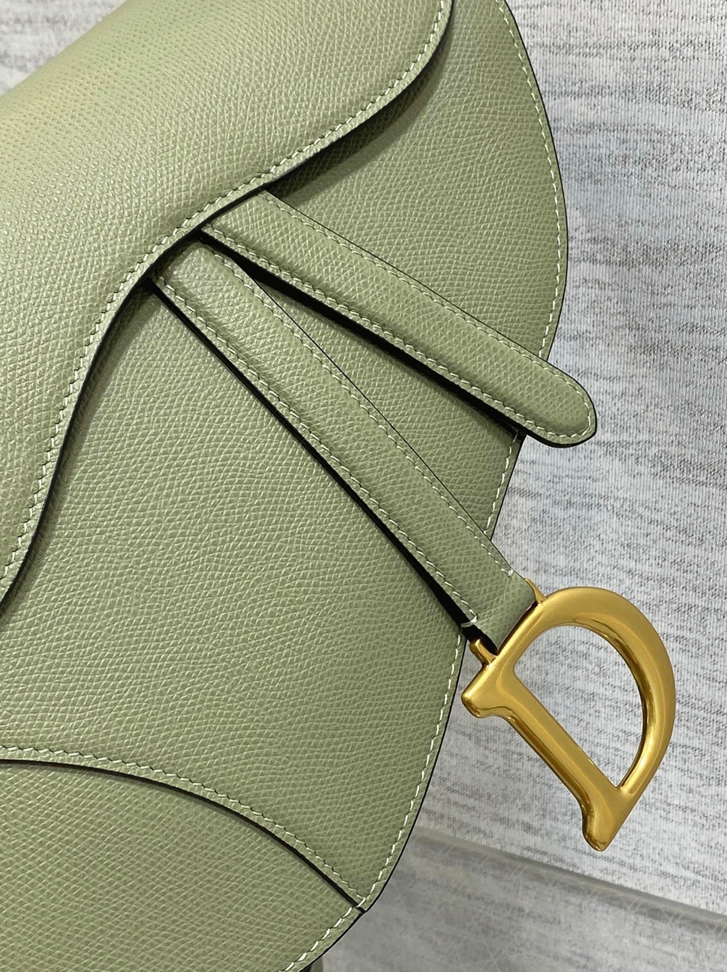 D10r Saddle Bag with Strap Imitation in Ethereal Green Grained Calfskin