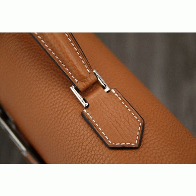 Brown Calf Leather Fake H**me5 Kelly Depeche 38cm Briefcase