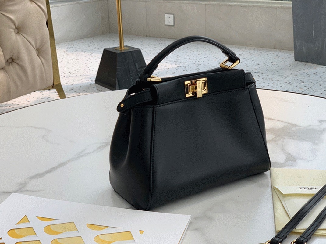 Top Quality Replica F**di Peekaboo Mini Bag In Black Nappa Leather