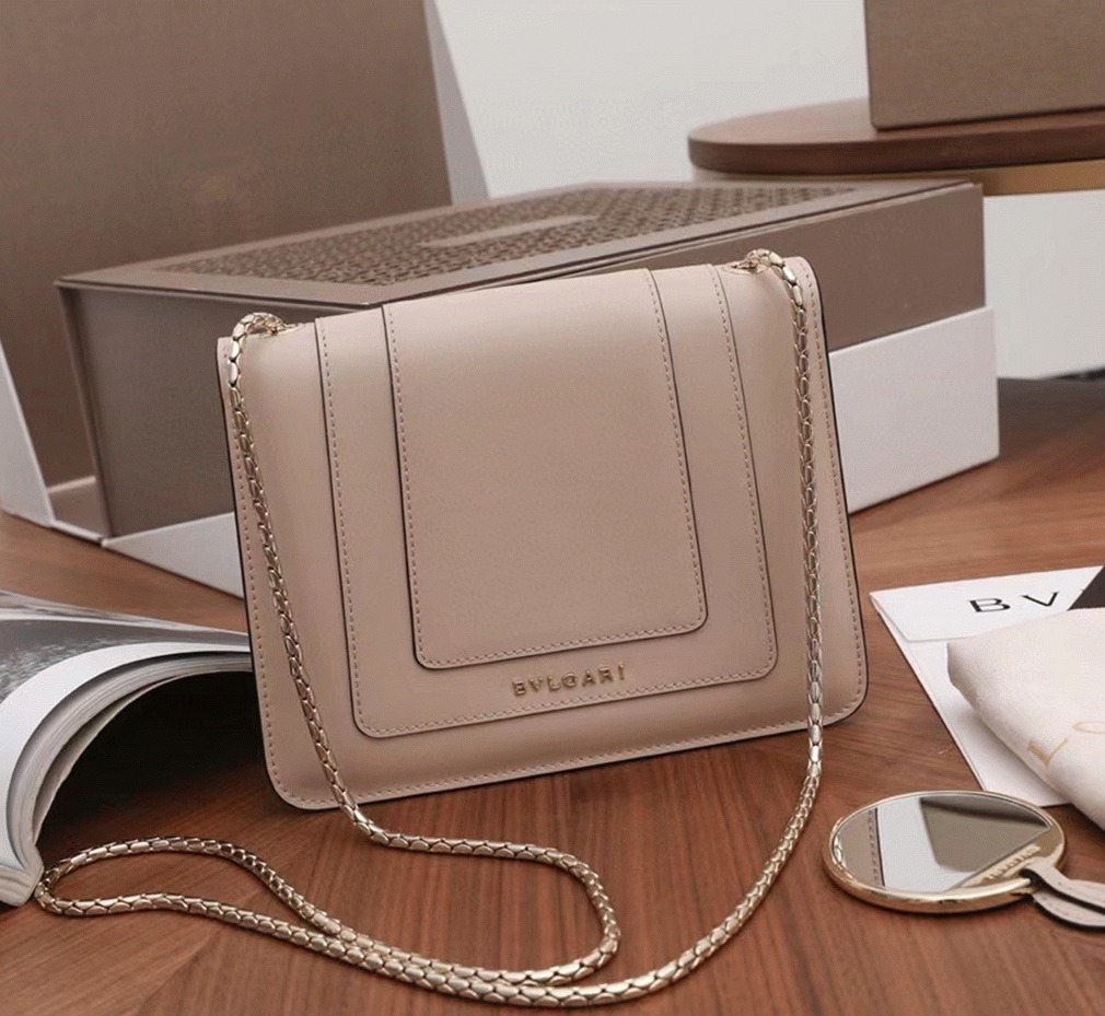 Fake Bv1g*ai Serpenti Forever Small Crossbody Bag Beige Leather