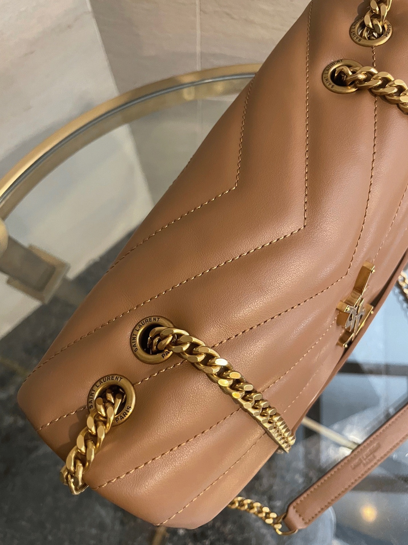 Replica Sa1nt Lau*nt LouLou Small Chain Bag Brown