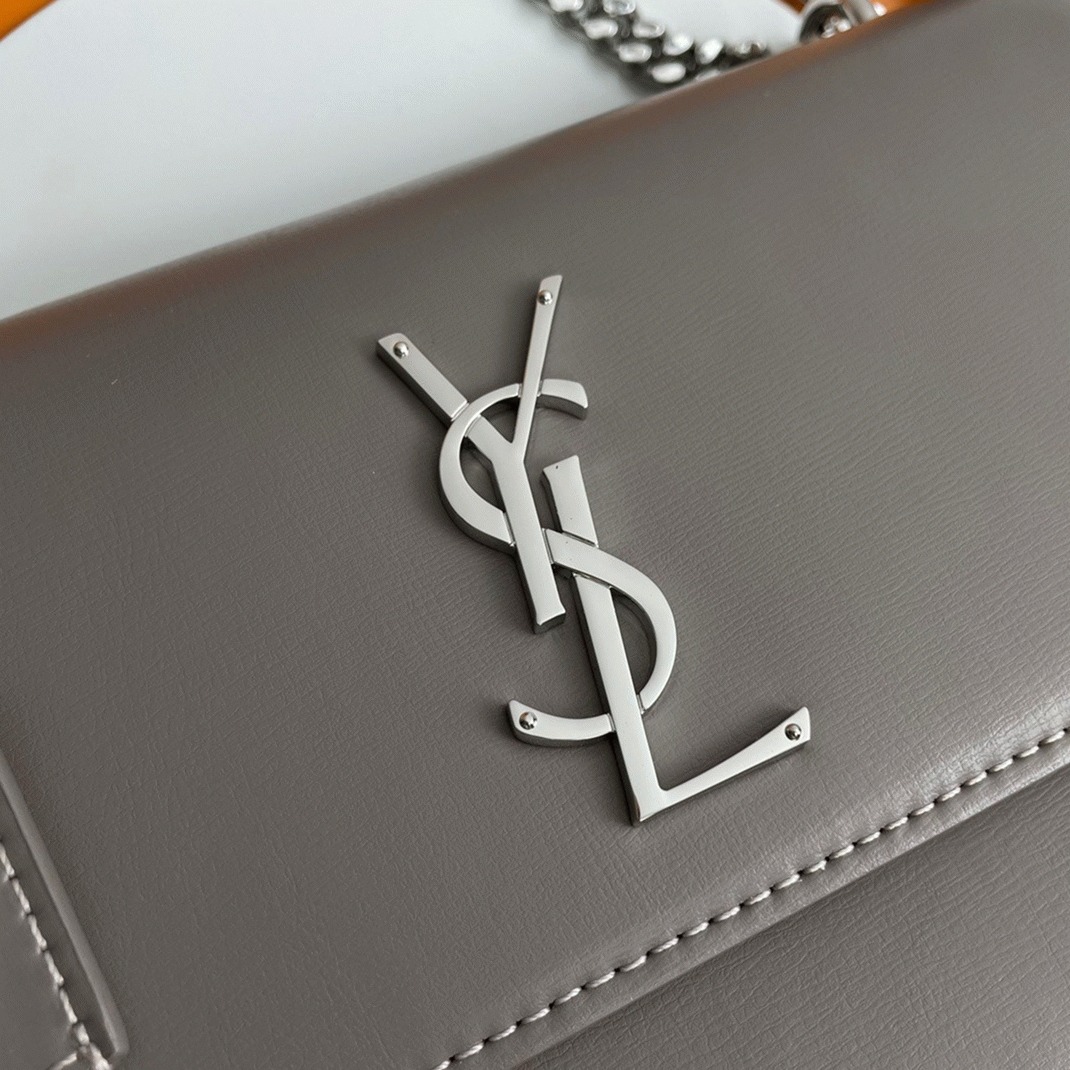 Fake Sa1nt Lau*nt Sunset Medium Chain Bag Grey Calfskin