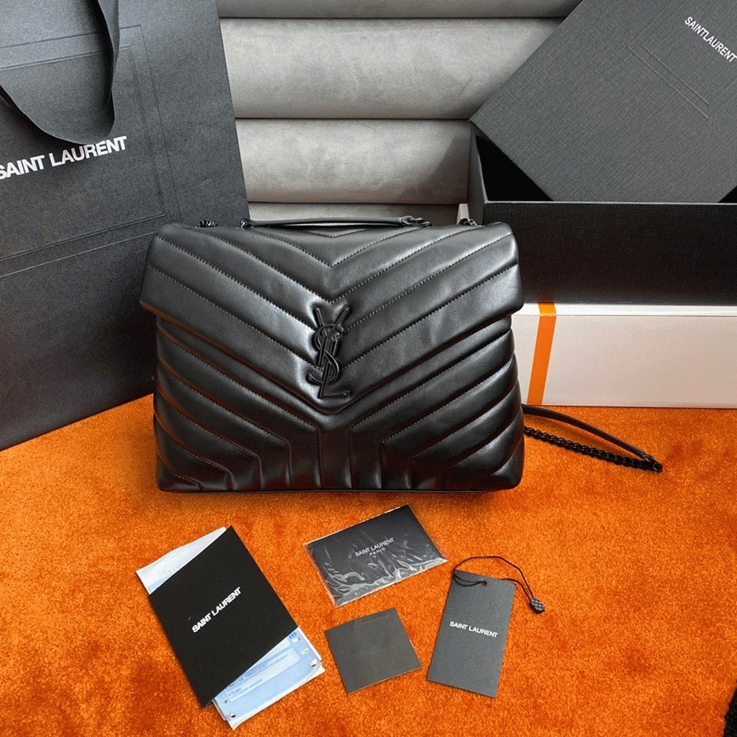 Fake Sa1nt Lau*nt LouLou Medium Chain Bag Black