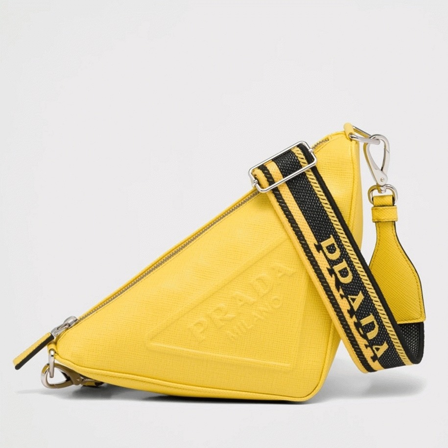 Pra*a Triangle Shoulder Bag Knockoff in Yellow