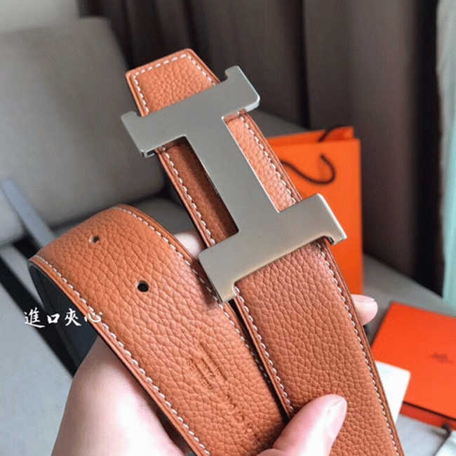 1:1 knockoff H**me5 Constance belt buckle in brown shade