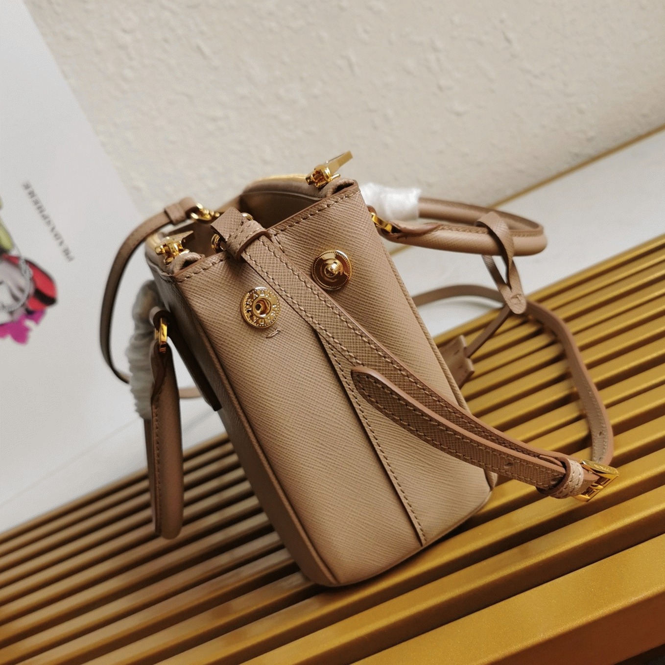 Beige Pra*a Mini Galleria Bag Replica