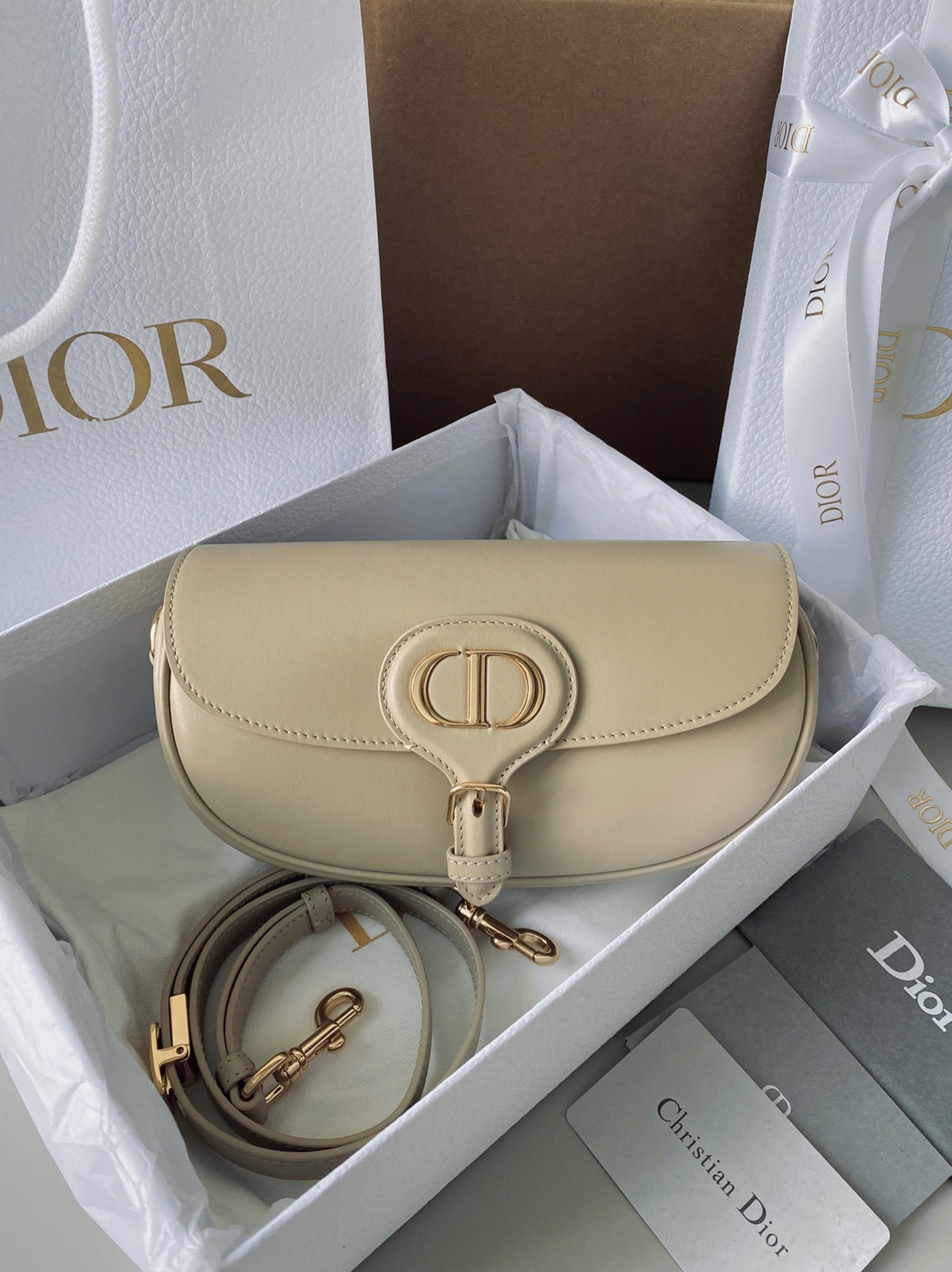 D10r Bobby East-West Bag Replica in Beige
