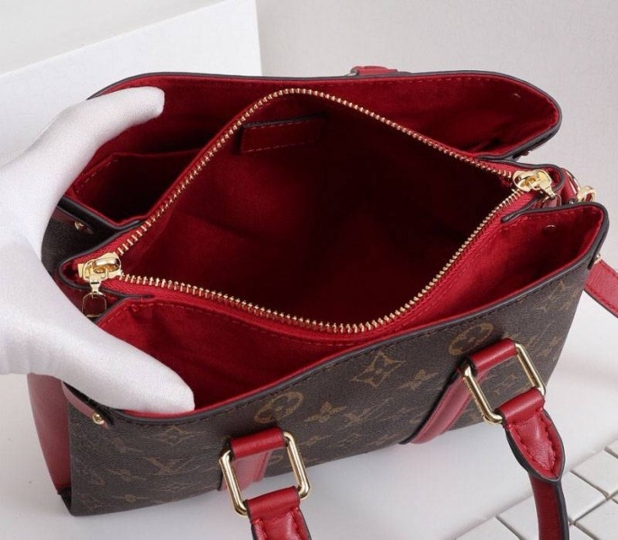 L0vis Vvtt0n Monogram Canvas Soufflot BB Bag In Cerise Red