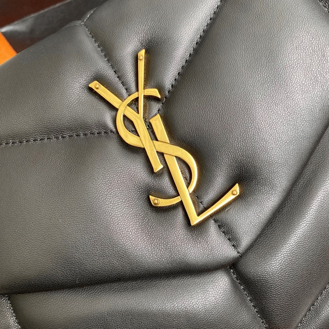 Sa1nt Lau*nt Puffer Medium Chain Bag Black Lambskin