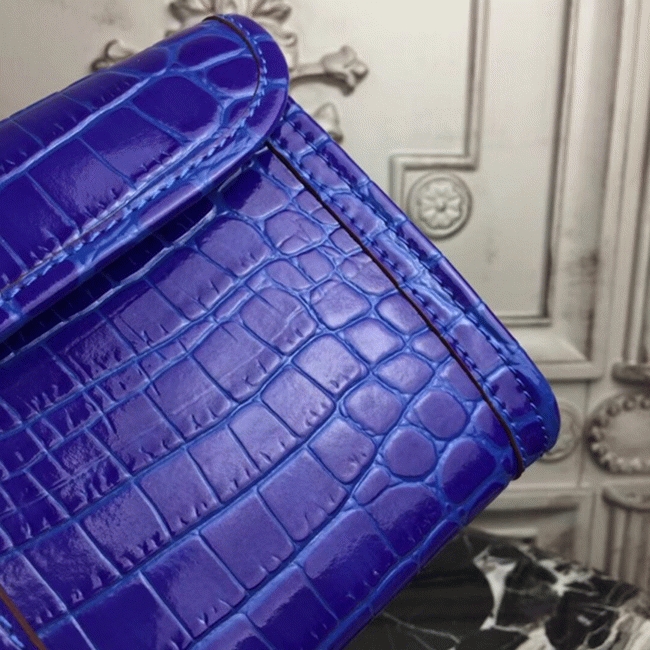 Blue electric crocodile leather replica H**me5 Jige Elan clutch bag