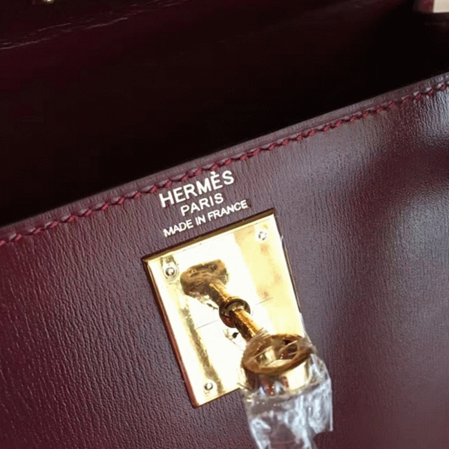 Bordeaux Box Fake Designer H**me5 Kelly Retourne 28cm Vintage-Inspired Bag
