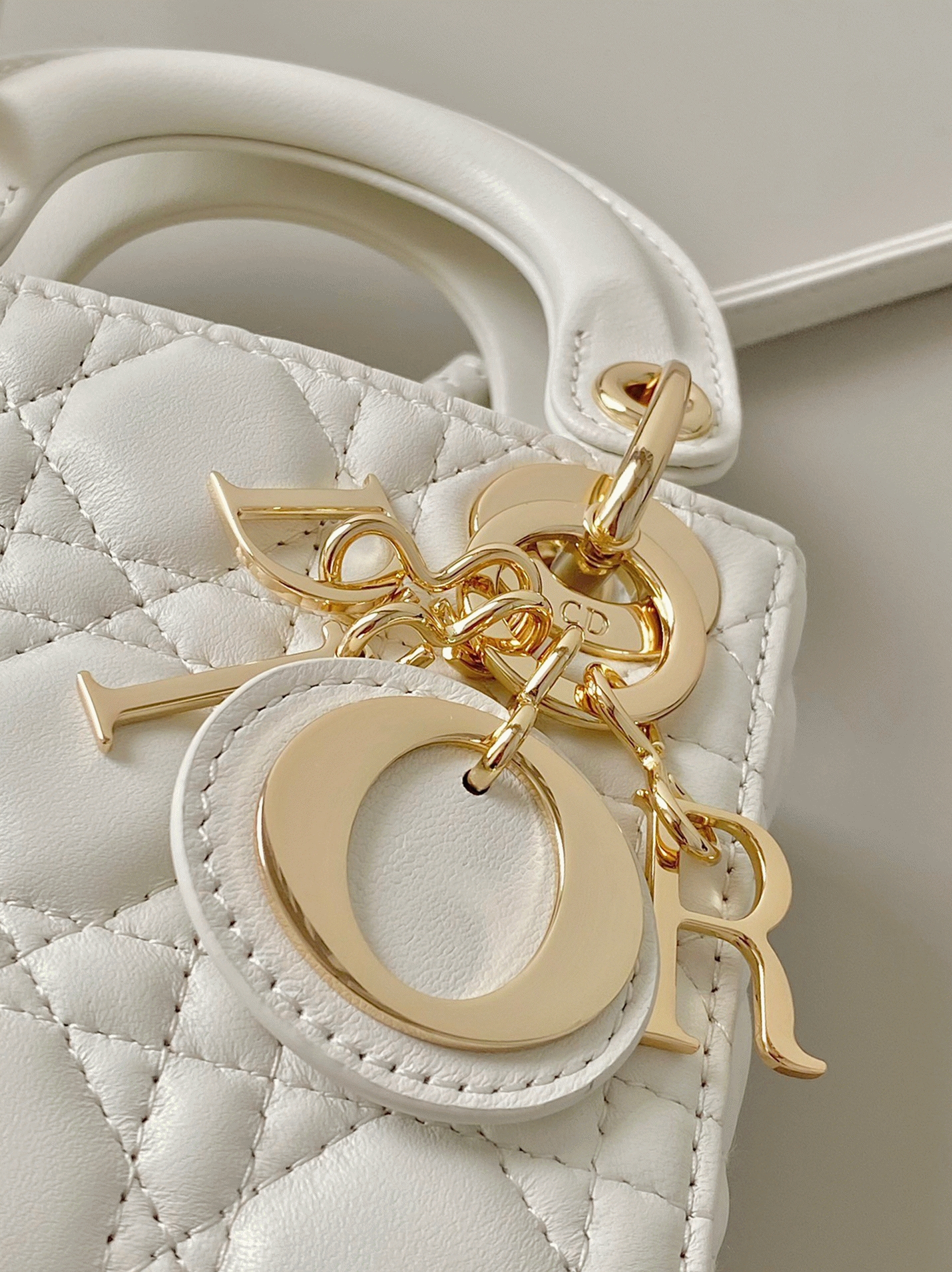 D10r Lady D10r Micro Bag Knockoff in White Cannage Lambskin