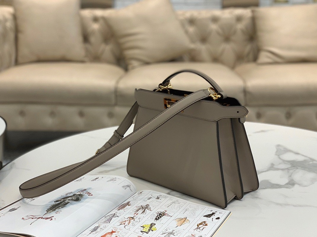 Grey Calfskin F**di Peekaboo ISeeU Small Imitation Bag