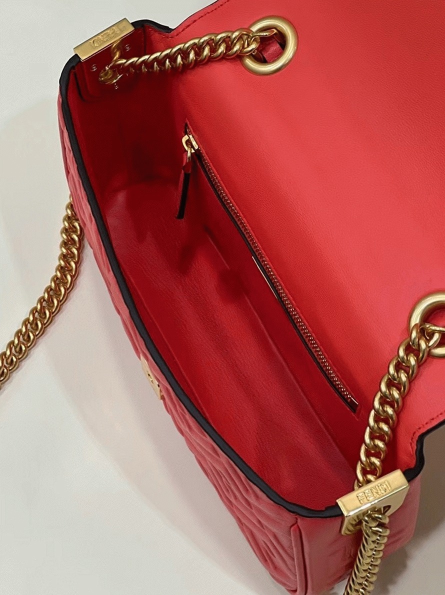 Top Quality Knockoff F**di Baguette Chain Midi Bag In Red