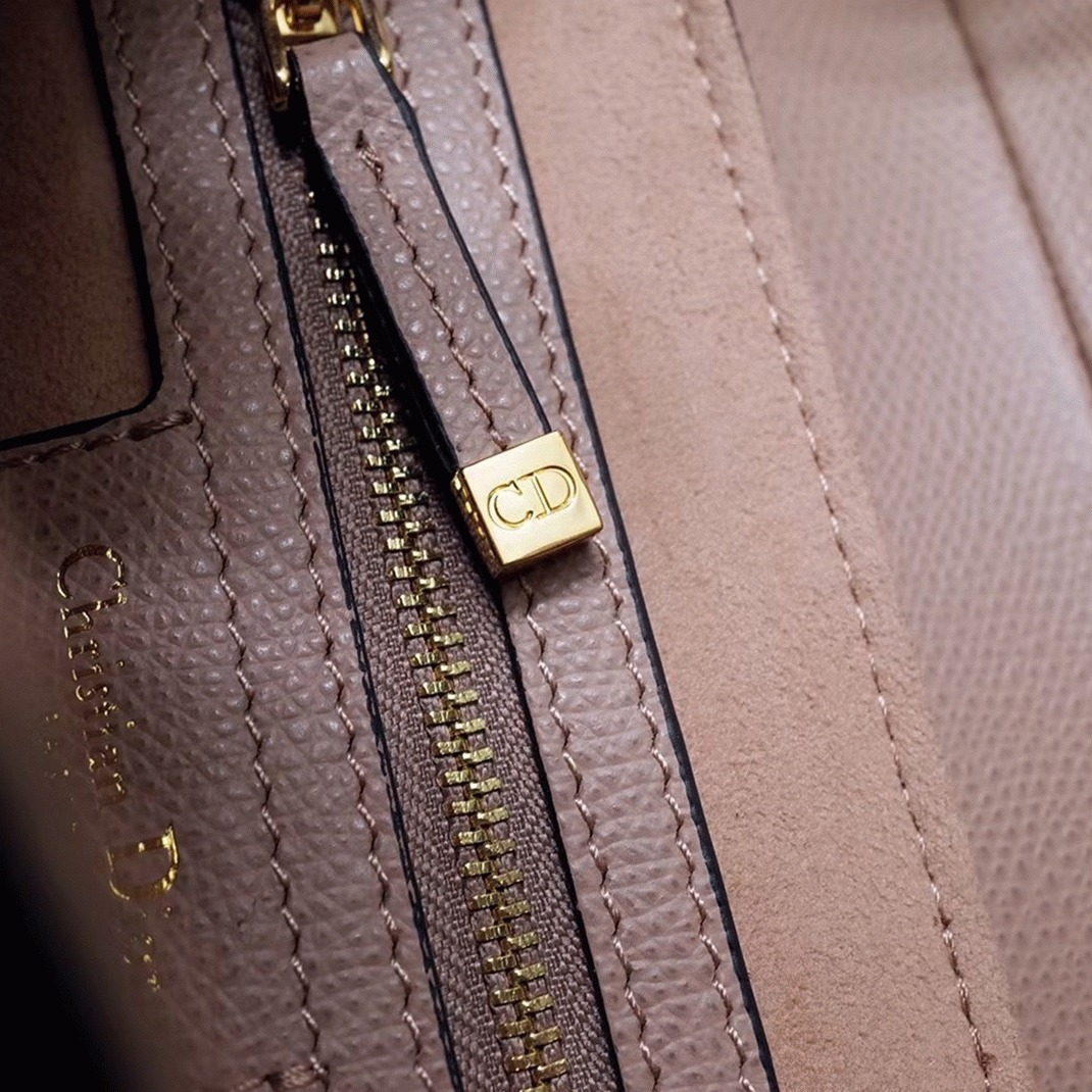 D10r Saddle Bag Fake in Blush Grained Calfskin