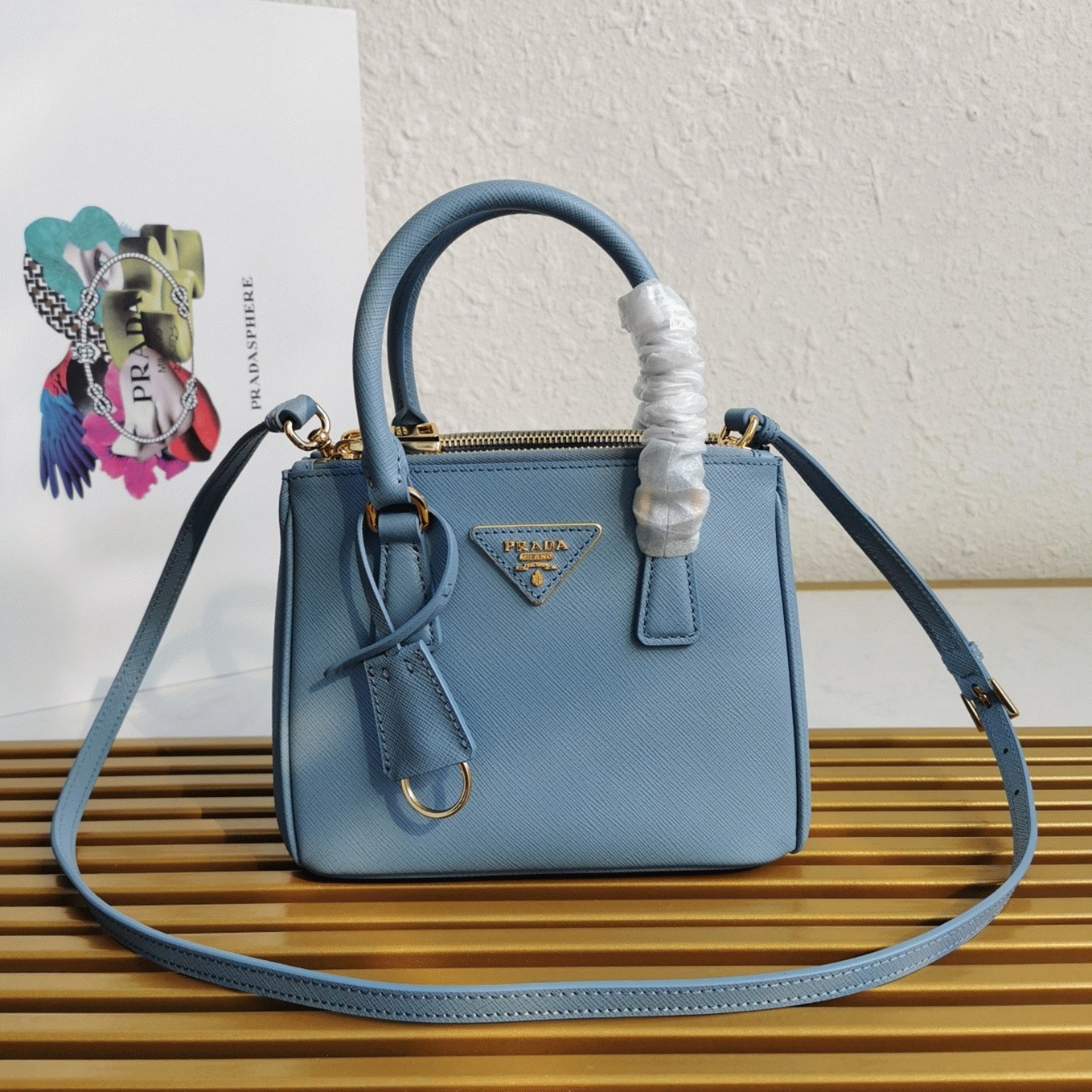 Light Blue Pra*a Mini Galleria Bag Fake