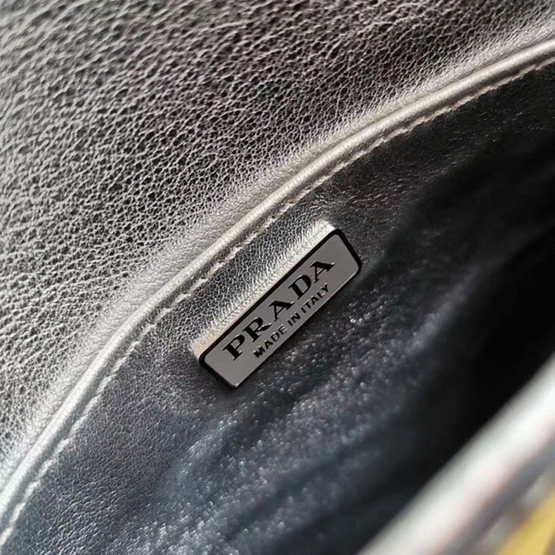 Silver Pra*a Cleo Flap Bag Knockoff