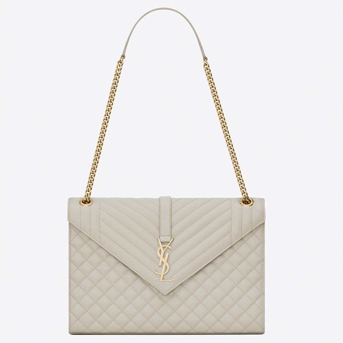 Fake Sa1nt Lau*nt Envelope Large Bag White