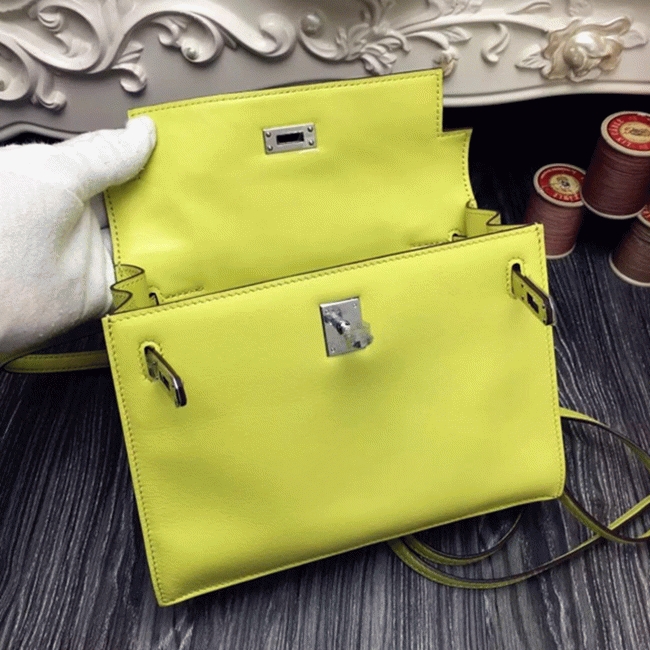 Yellow Swift Leather Copy H**me5 Kelly Danse Bright Handbag