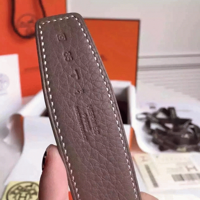 Fake H**me5 Kits belt in grey epsom with Constance buckle