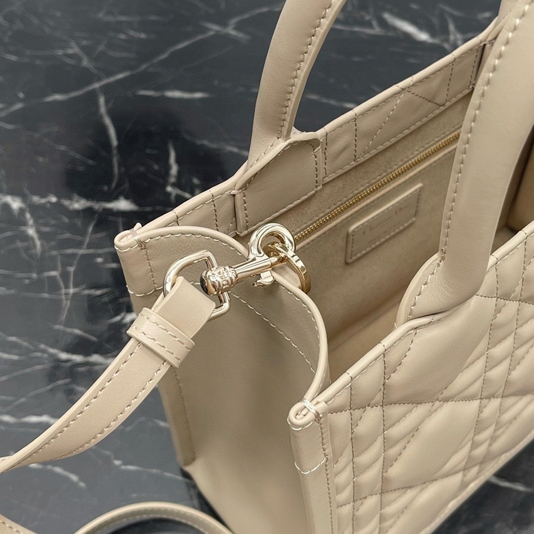 D10r Small Book Tote Bag Replica with Strap in Beige