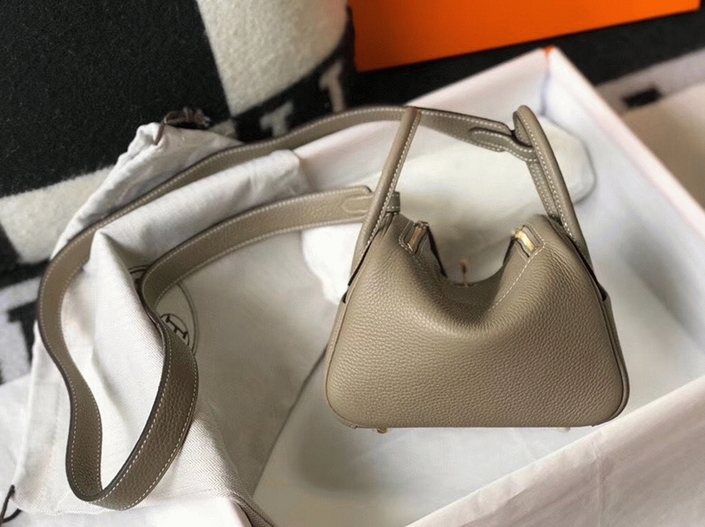 Luxury replica H**me5 Lindy Mini handbag in tourterelle shade