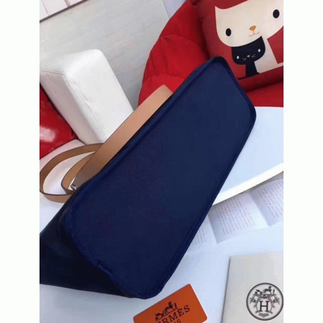 Dark Blue Canvas Knockoff H**me5 Cabag Elan Casual Tote
