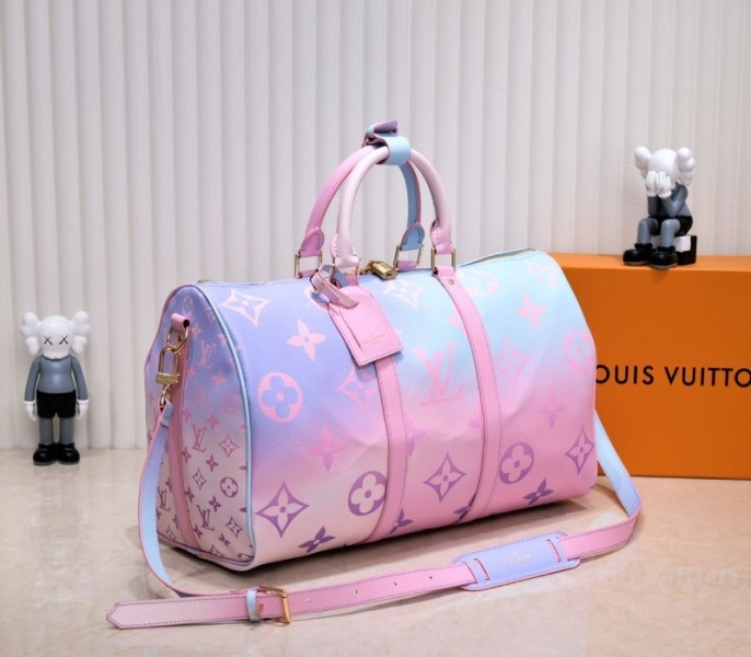 l0vis vvtt0n spring 2022 keepall 45 lU*gage in sunrise pastel